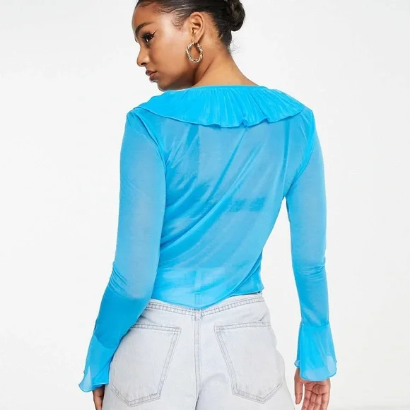 ASOS RUFFLE MESH TOP - Picture 4 of 7